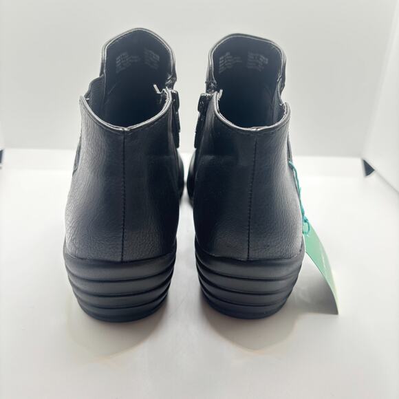 Kohls Boots Women’s Sz 8 Booties Shoes Black Leather Ankle Zipper Side-Top Strap - Picture 4 of 9